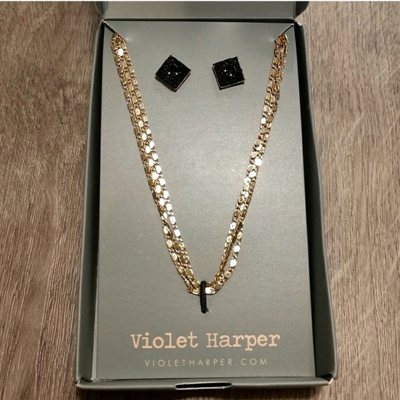 Violet Harper Isla Layered Necklace & Earrings Set Gold Plated New With Tags - Picture 1 of 4